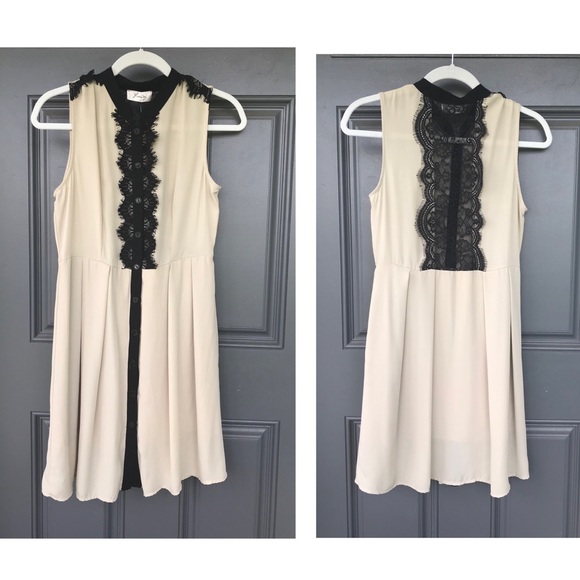 Freeway Dresses & Skirts - Freeway Cream and Black Dress Eyelash Lace Trim